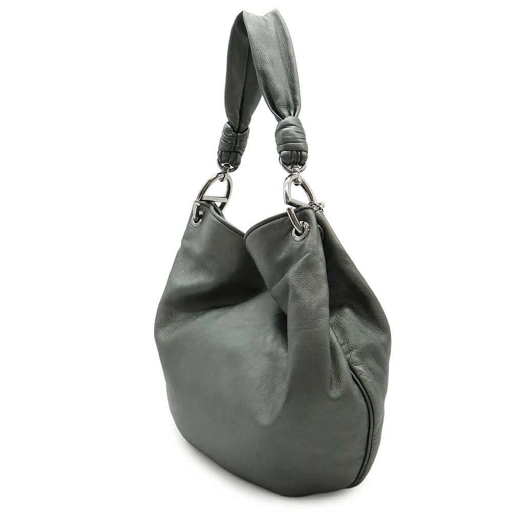 Loewe Leather Metallic Hobo Shoulder Bag Anagram Tote Gray